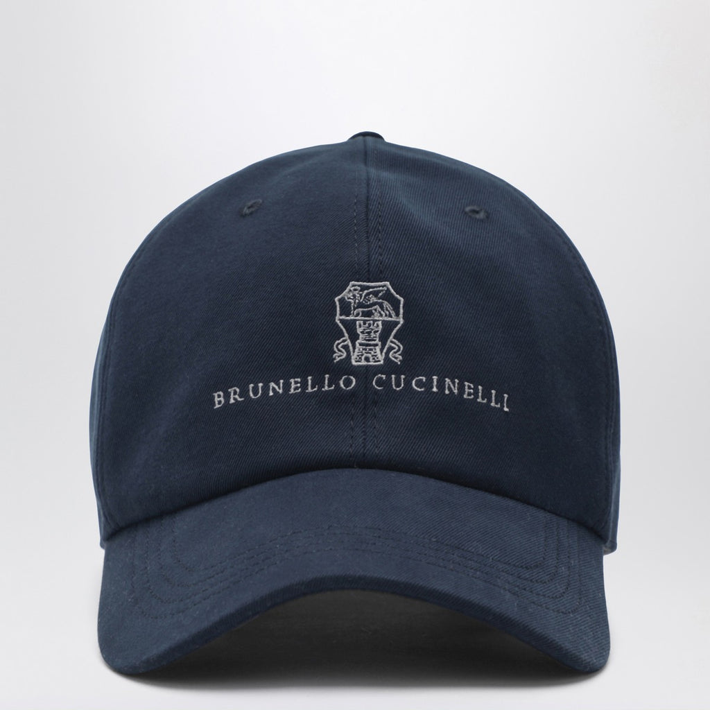 Brunello Cucinelli Navy blue cotton baseball cap