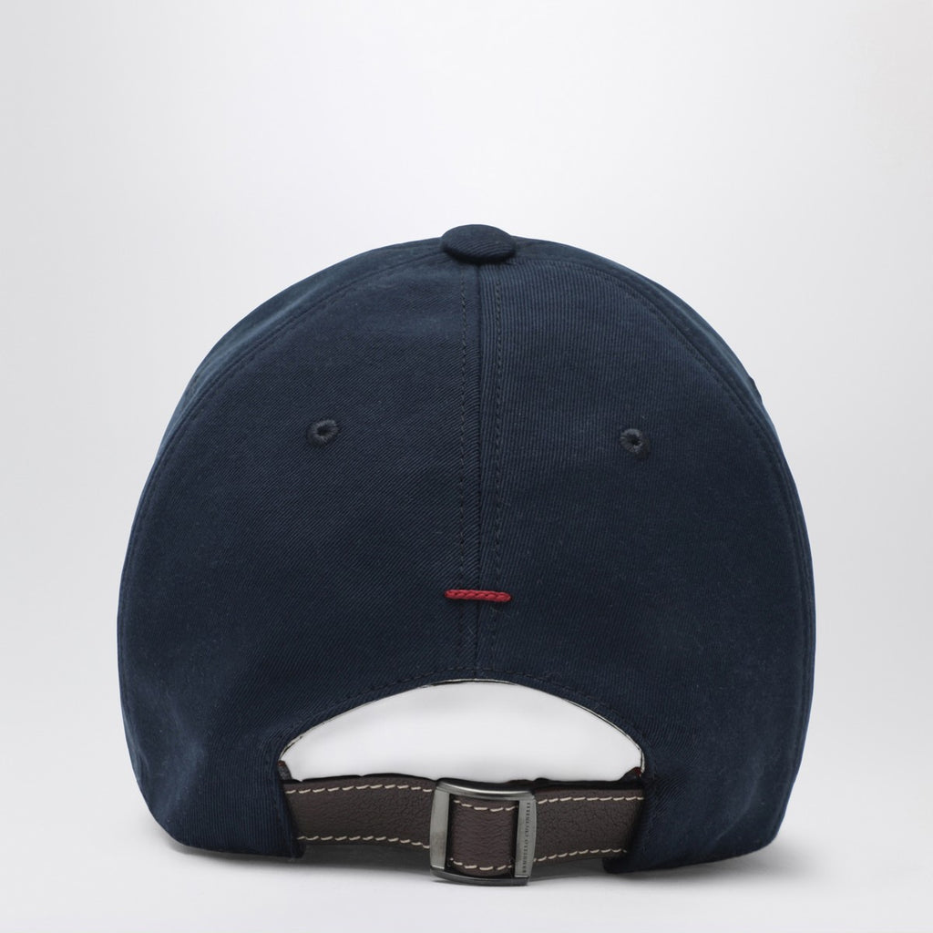 Brunello Cucinelli Navy blue cotton baseball cap