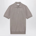 Brunello Cucinelli Light brown cotton knit polo shirt