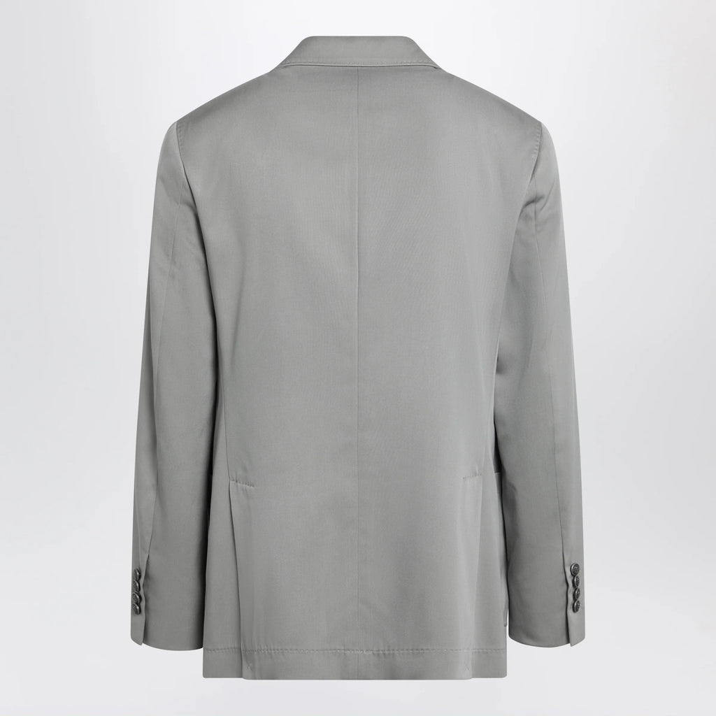 Brunello Cucinelli Double-breasted silk blazer in khaki