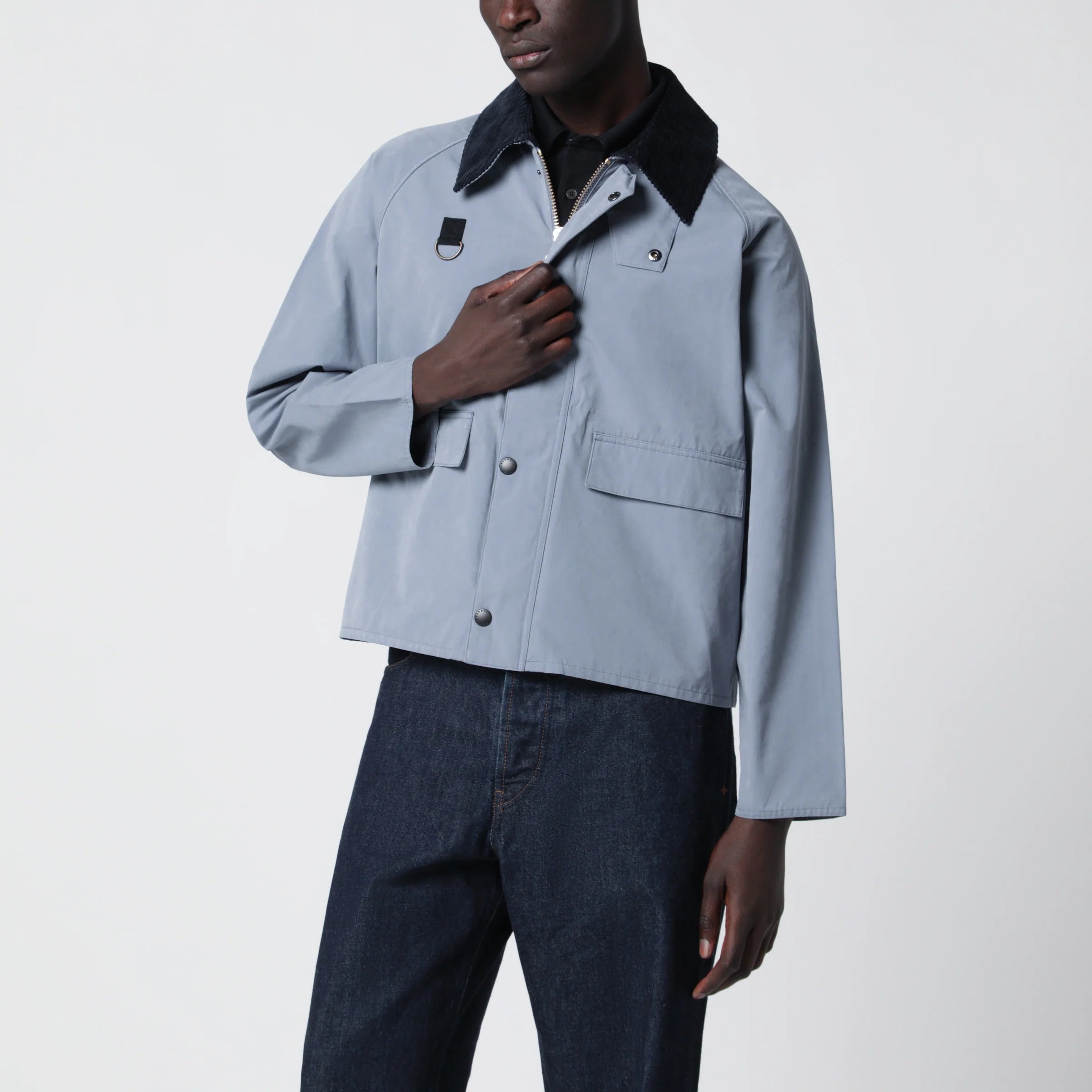 Barbour Light blue washed Spey jacket in cotton blend