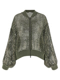 Brunello Cucinelli Dazzling Net Embroidery Cardigan