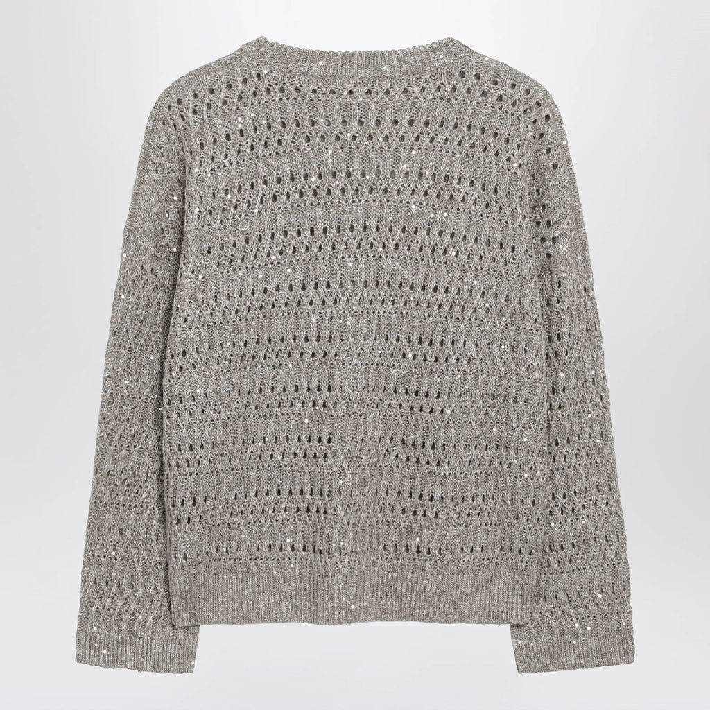 Brunello Cucinelli Crochet crewneck sweater with sequins
