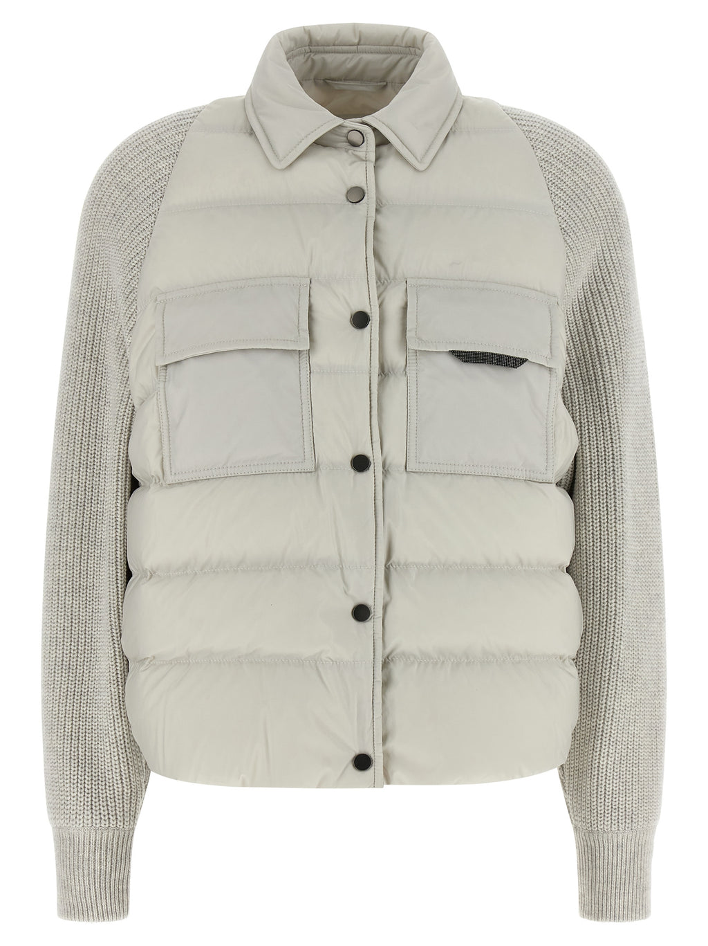 Brunello Cucinelli Shiny Flap Detail Down Jacket