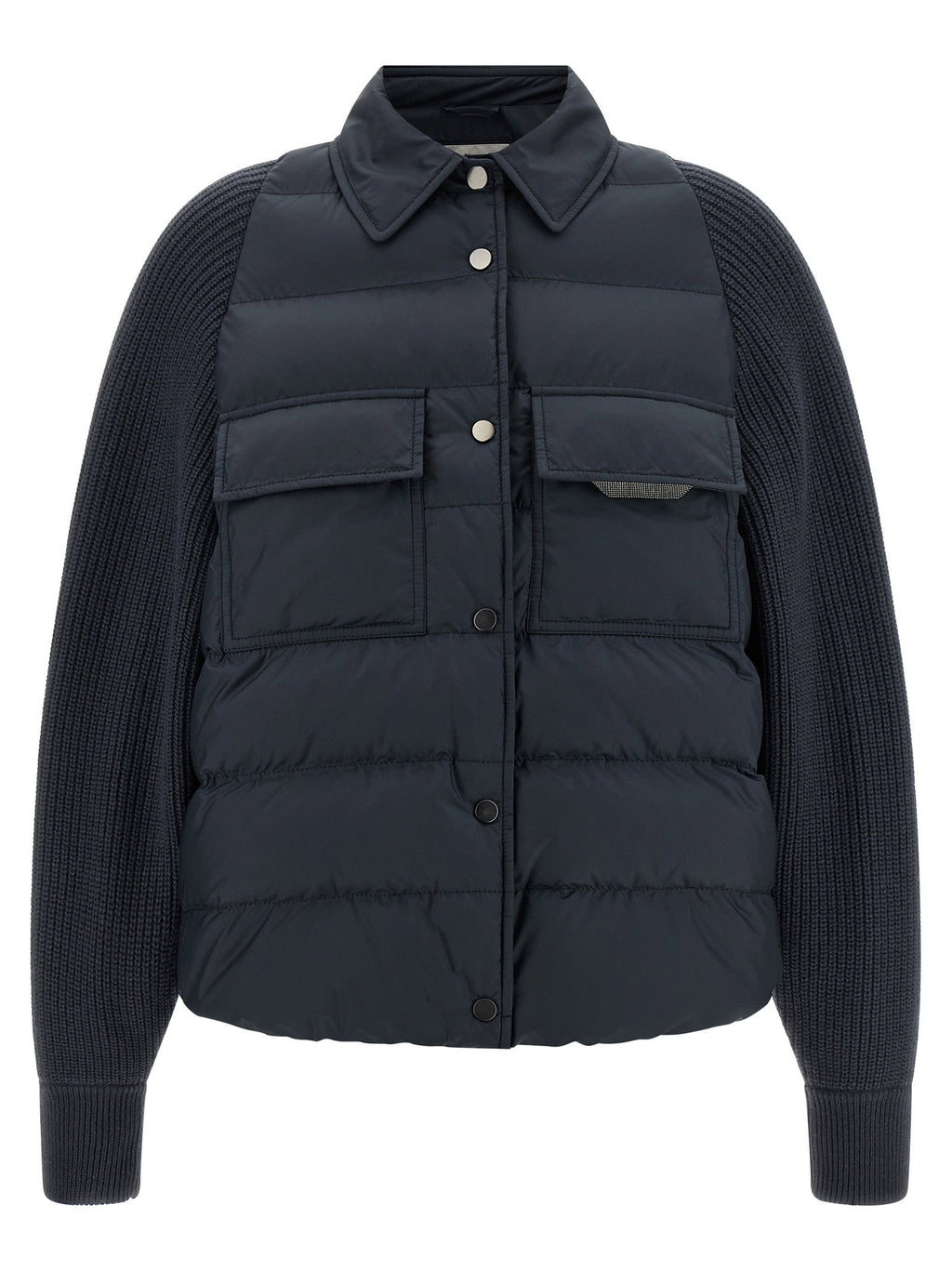 Brunello Cucinelli Shiny Flap Detail Down Jacket