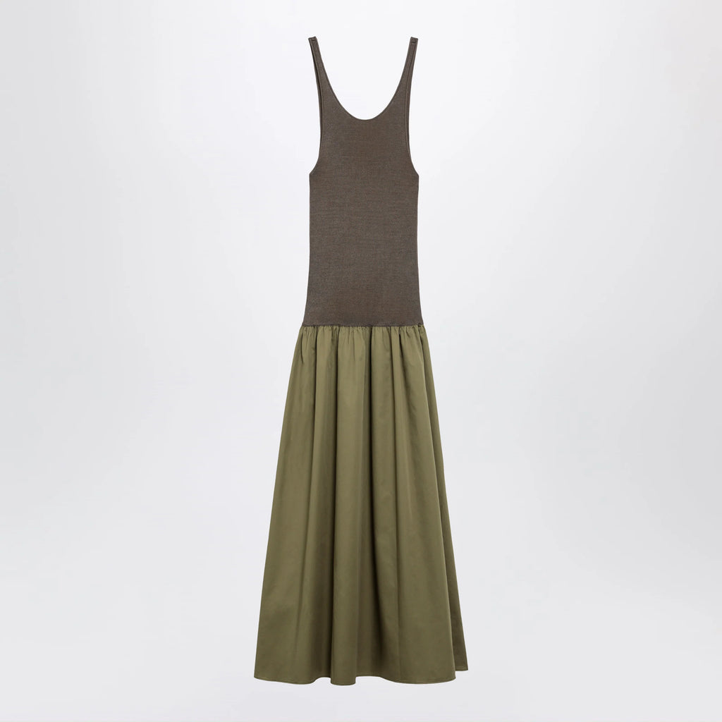 The Frankie Shop Iliya maxi dress in olive green viscose and cotton
