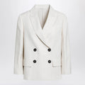Brunello Cucinelli Ivory fluid twill jacket in viscose and linen