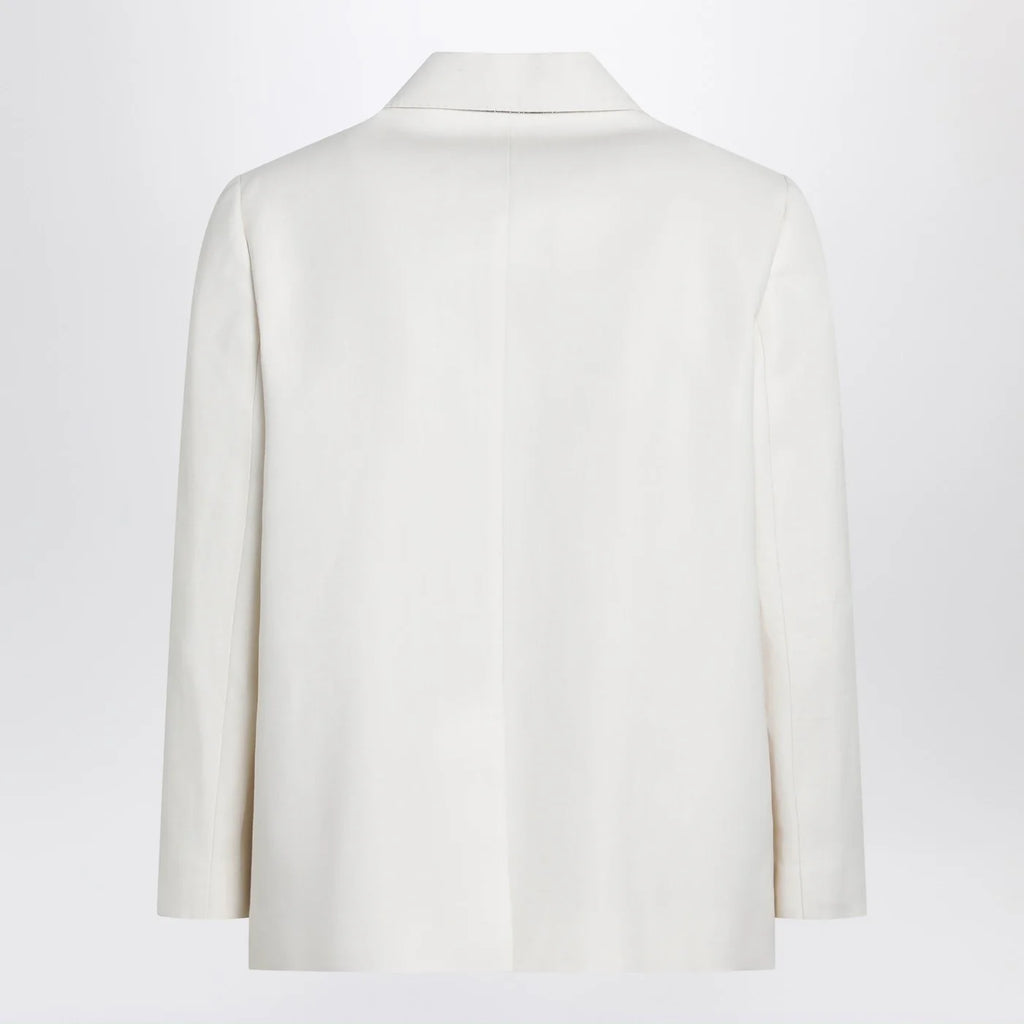 Brunello Cucinelli Ivory fluid twill jacket in viscose and linen
