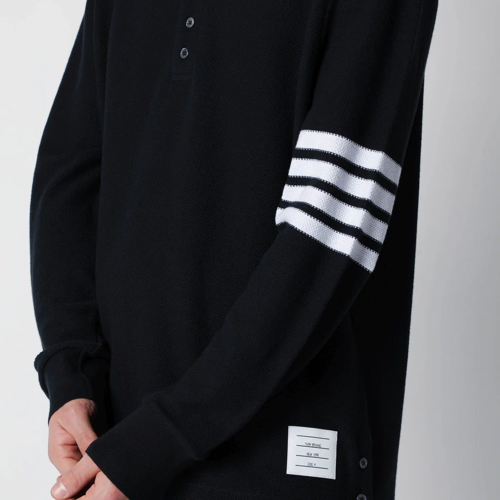 Thom Browne Navy blue cotton polo shirt