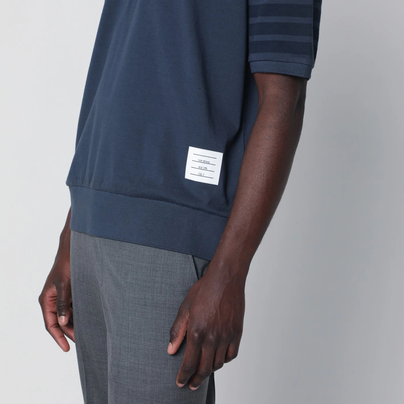 Thom Browne Navy blue cotton polo shirt