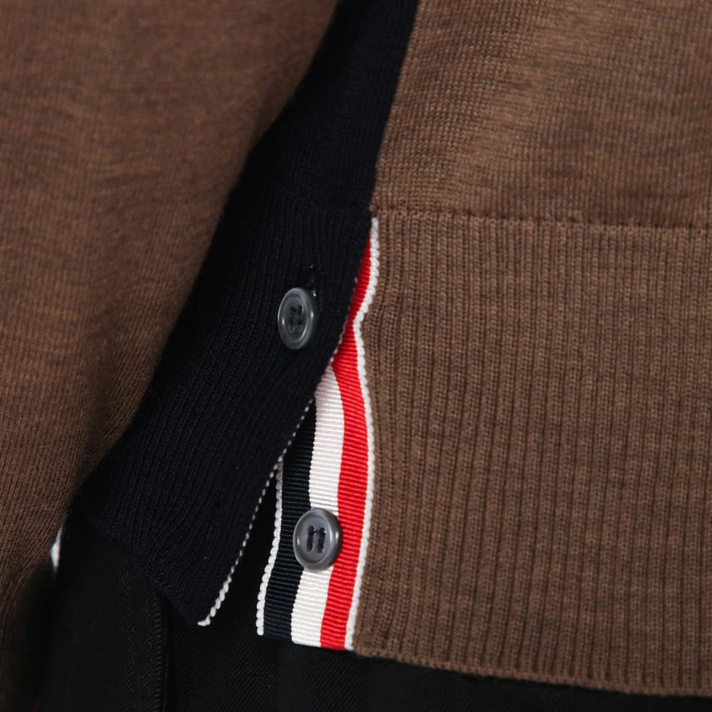 Thom Browne Navy/grey/brown wool cardigan