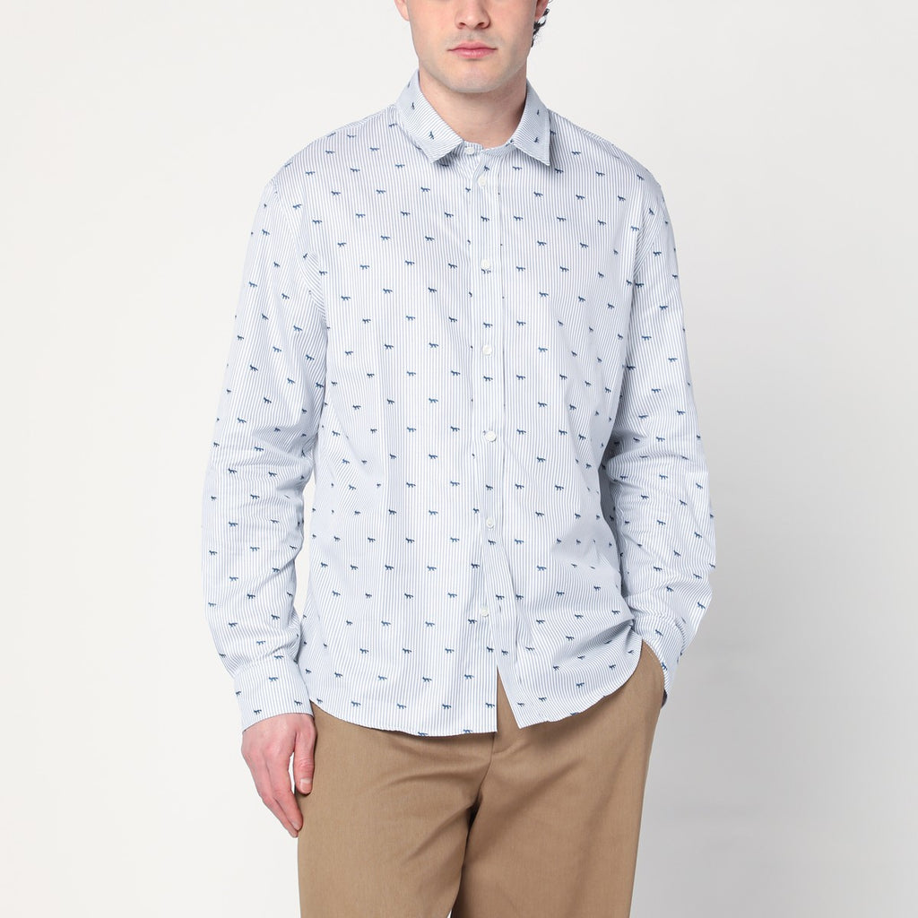 Maison Kitsuné Striped shirt with logos