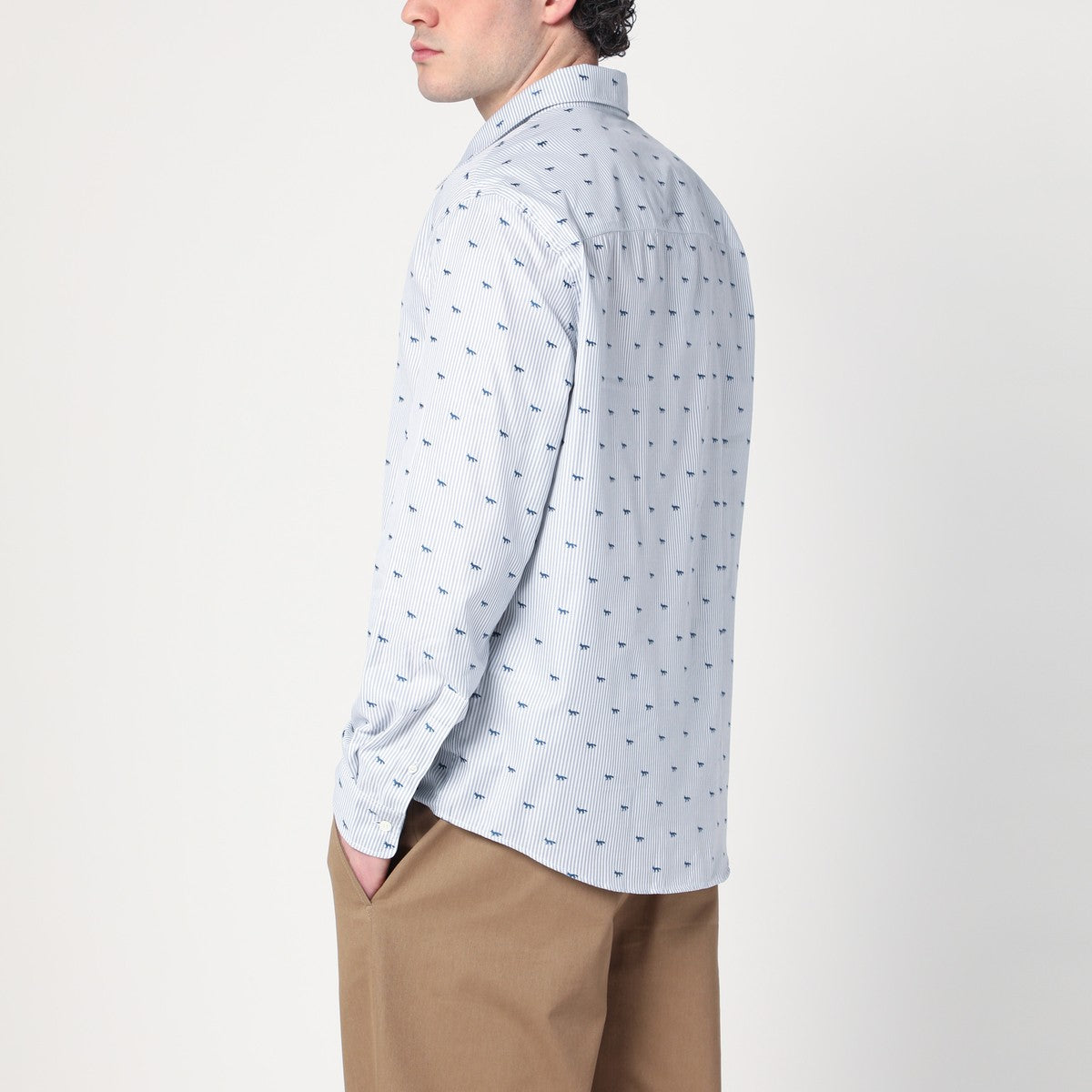 Maison Kitsuné Striped shirt with logos