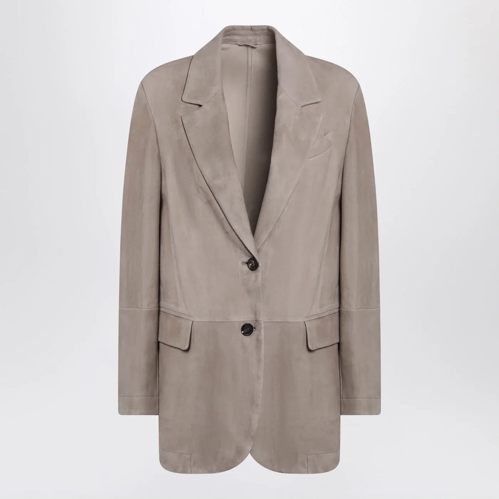 Brunello Cucinelli Light brown suede single-breasted blazer