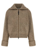 Brunello Cucinelli Shiny Zipper Pull Cardigan