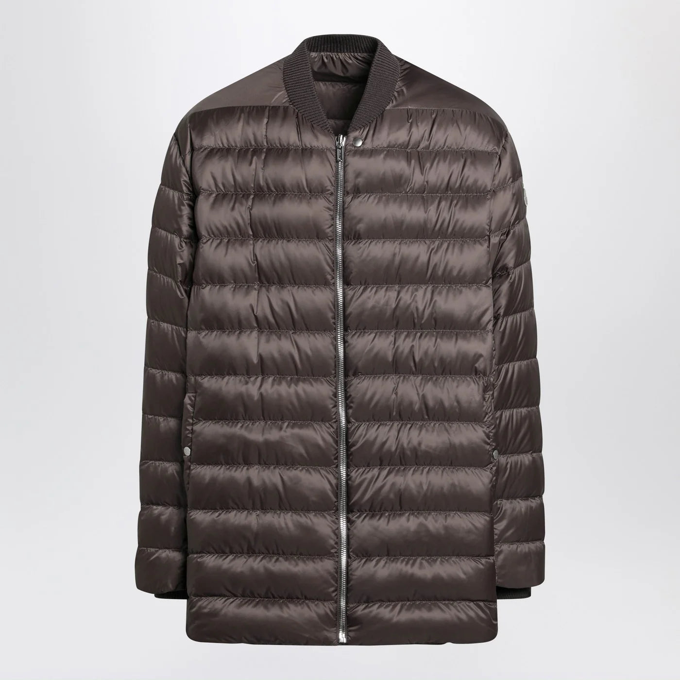 Moncler + Rick Owens Mud-colored quilted zip-up down jacket