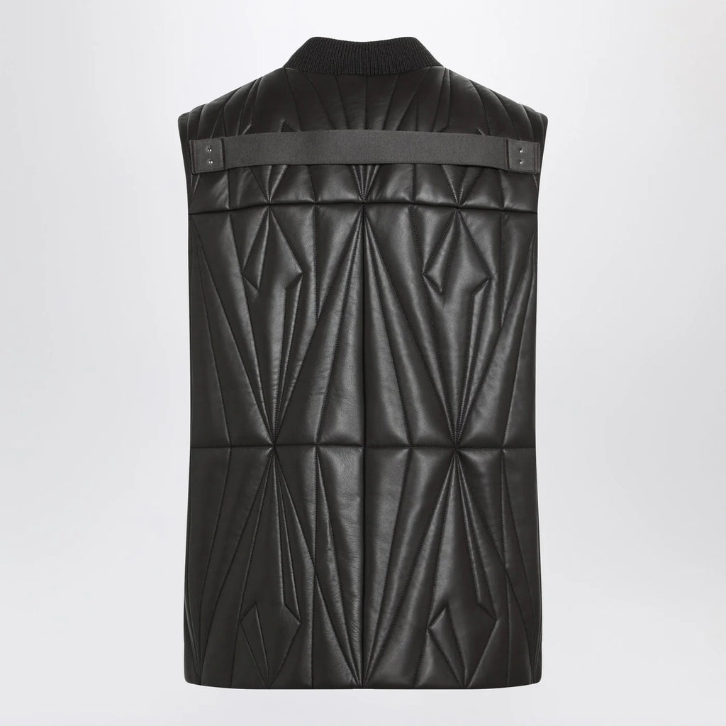 Moncler + Rick Owens Brown faux leather zip-up vest