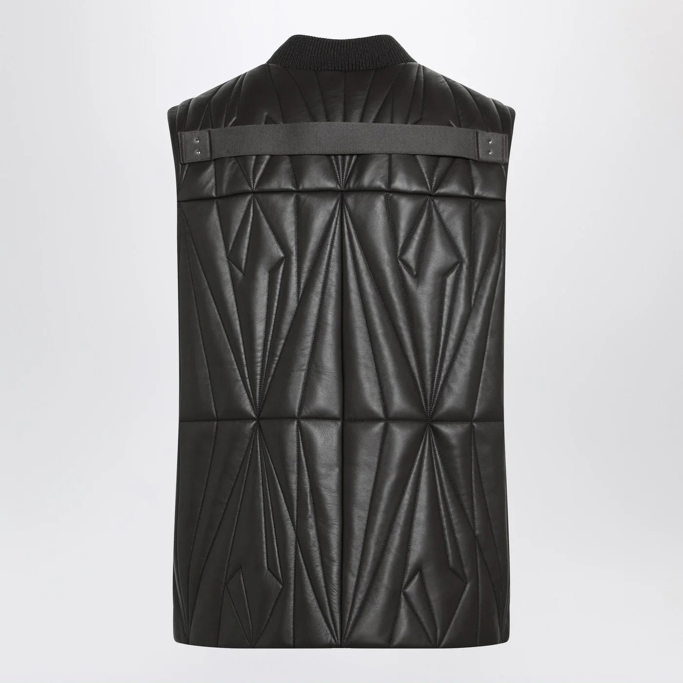 Moncler + Rick Owens Brown faux leather zip-up vest
