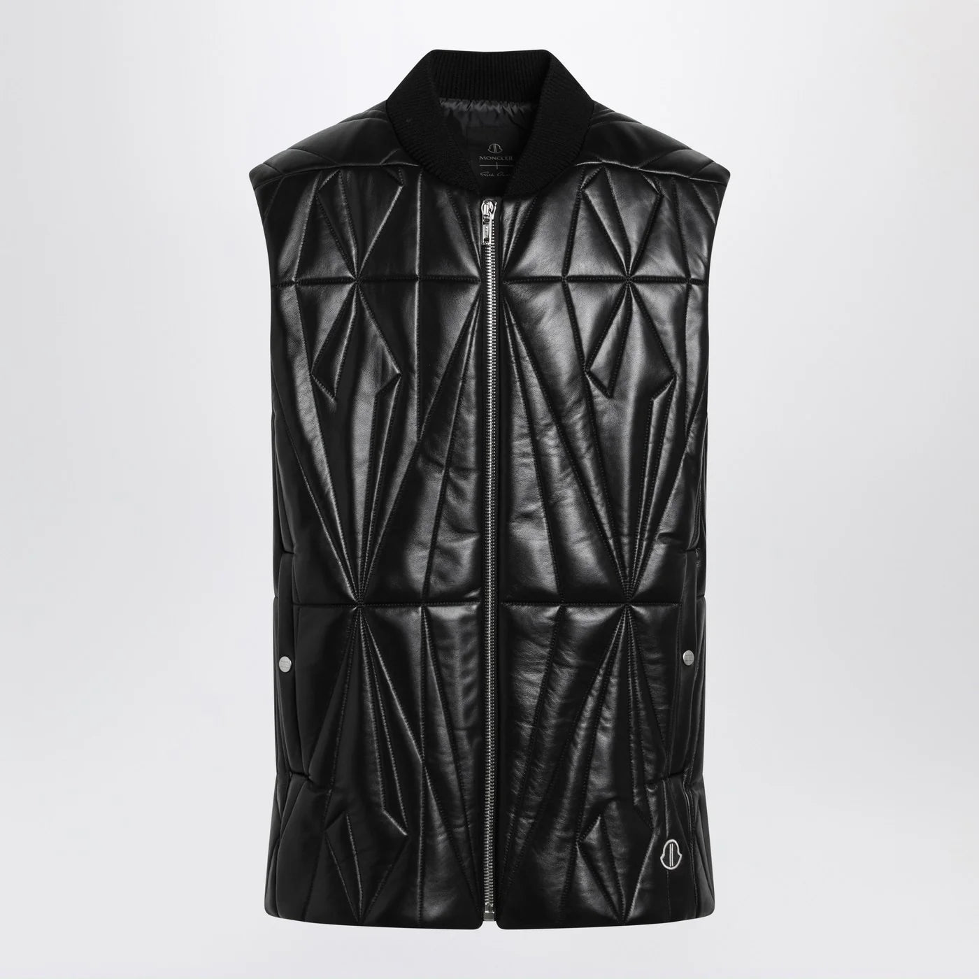 Moncler + Rick Owens Black faux leather zip-up vest