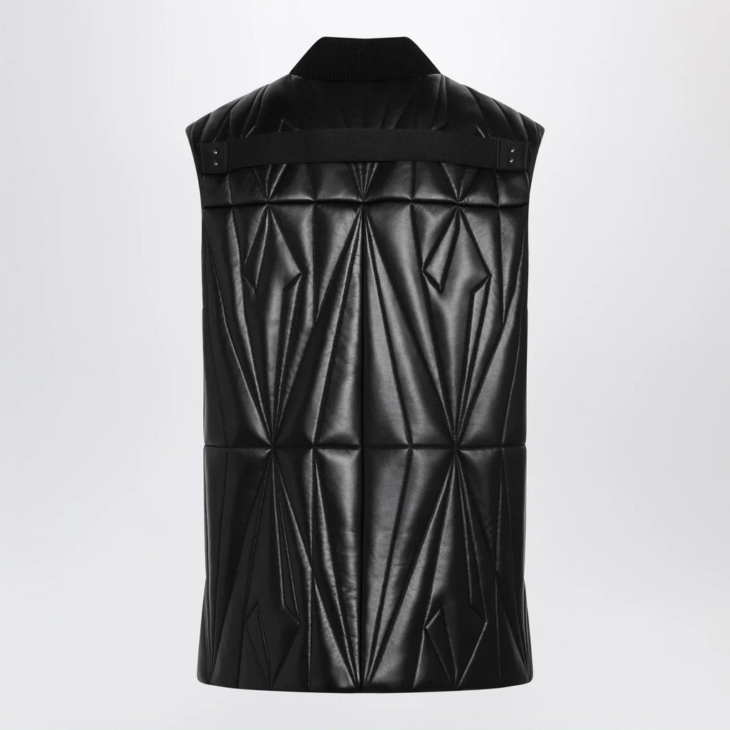 Moncler + Rick Owens Black faux leather zip-up vest