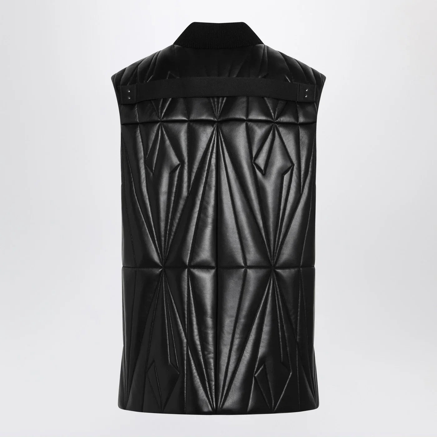 Moncler + Rick Owens Black faux leather zip-up vest
