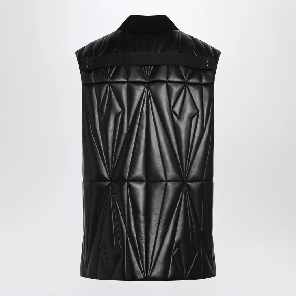 Moncler + Rick Owens Black faux leather zip-up vest