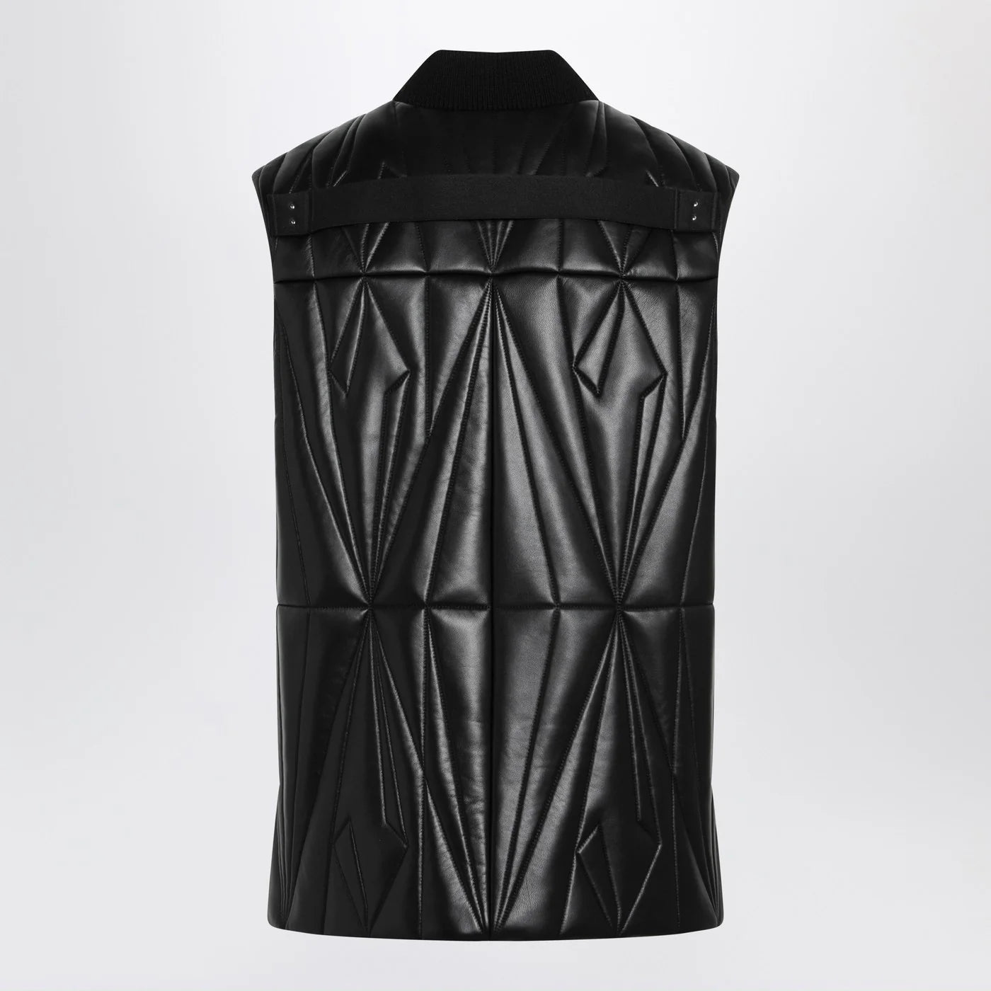 Moncler + Rick Owens Black faux leather zip-up vest