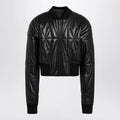 Moncler + Rick Owens Black leather zip-up bomber jacket