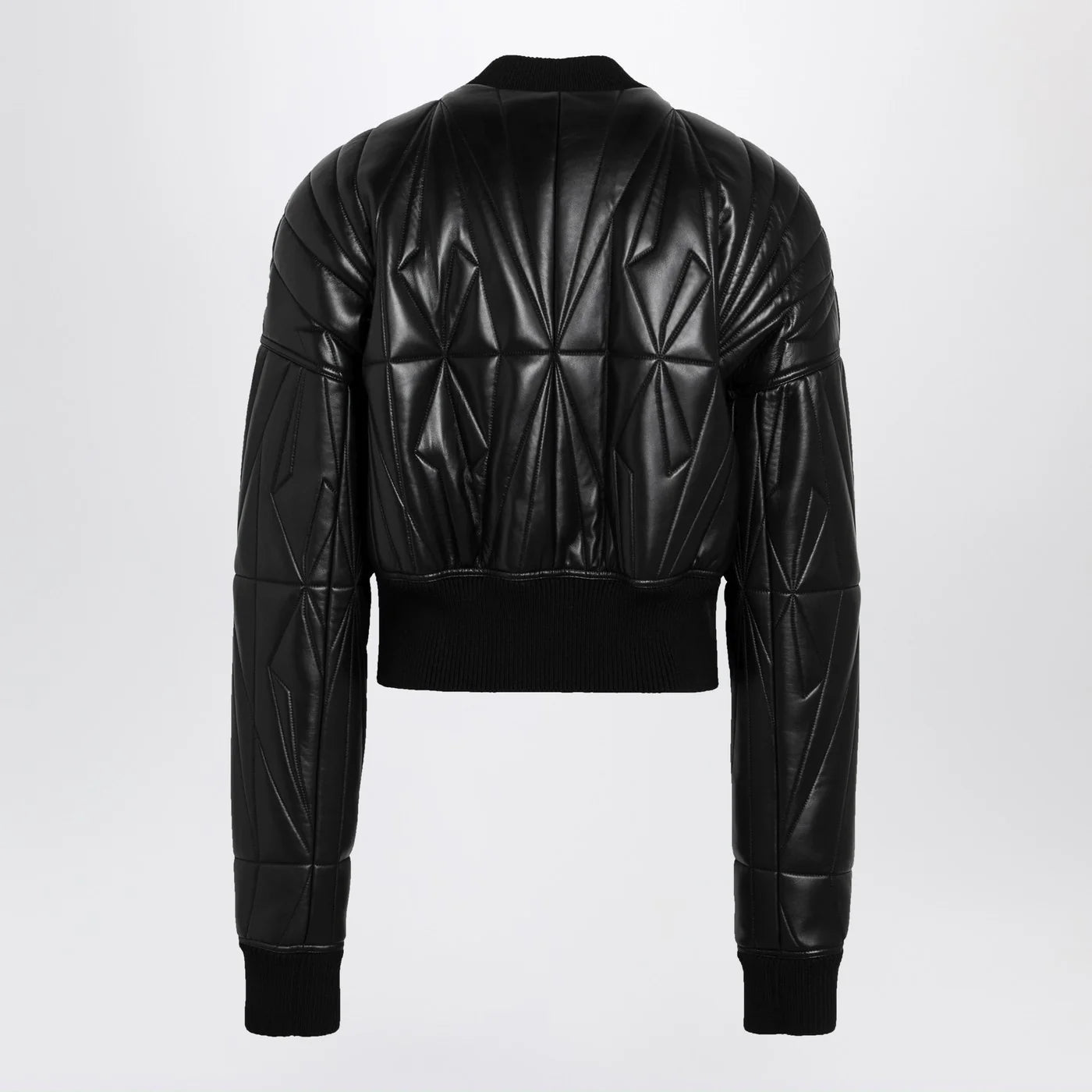 Moncler + Rick Owens Black leather zip-up bomber jacket