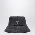Moncler + Rick Owens Black quilted hat with logo patch