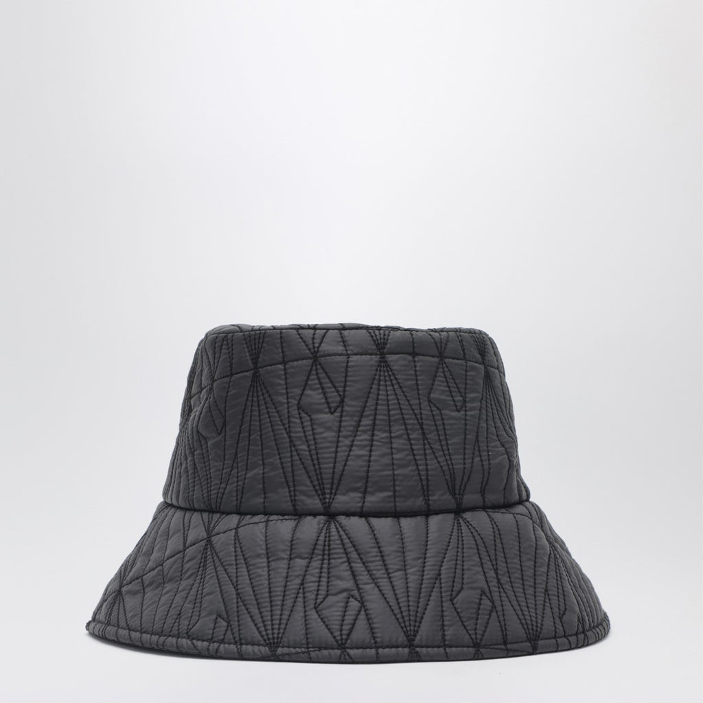 Moncler + Rick Owens Black quilted hat with logo patch