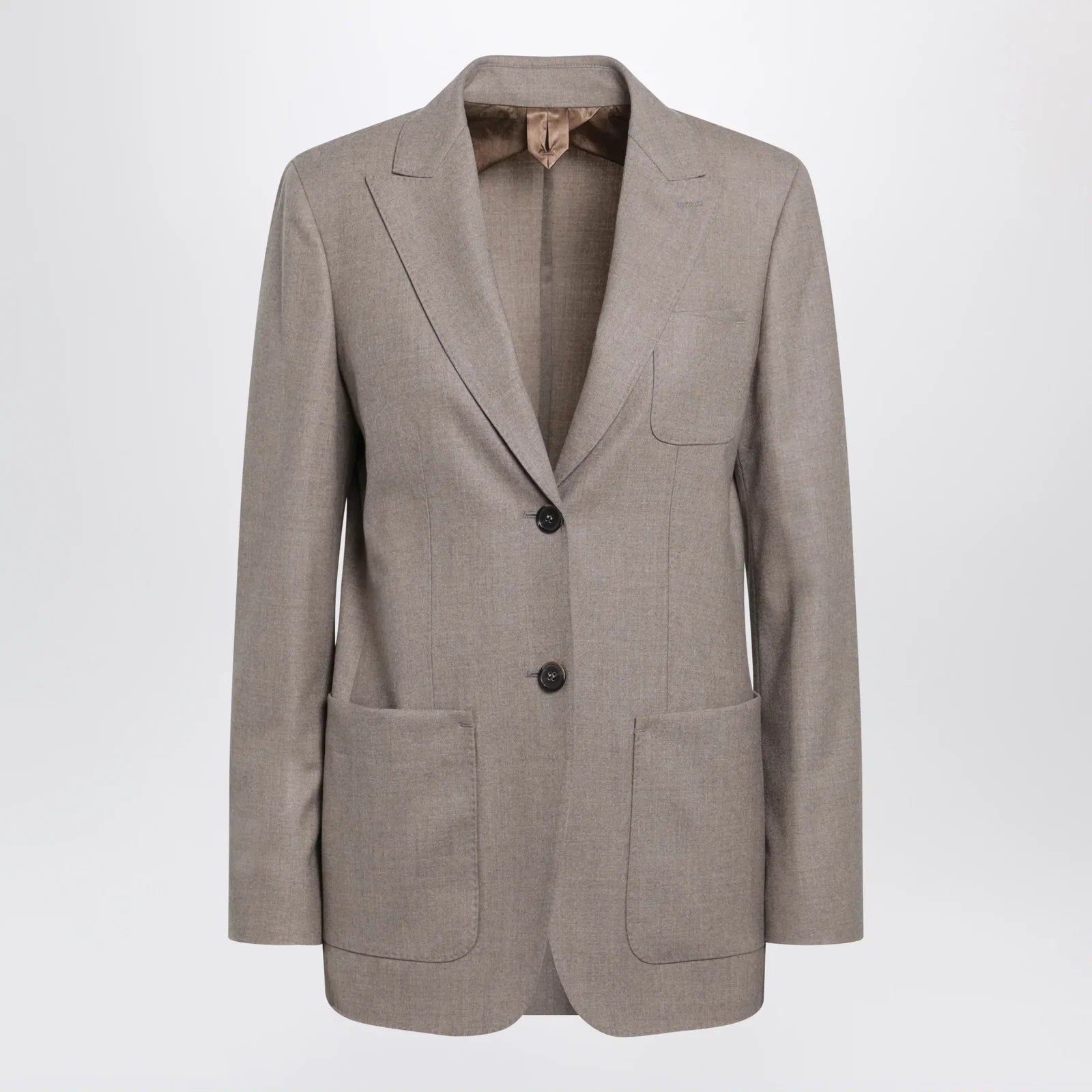 Max Mara Single-Breasted Jacket in Dark Khaki Cashmere Foulé