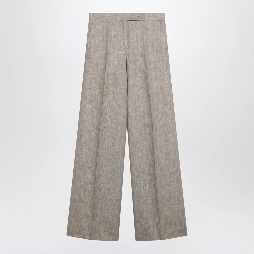 Max Mara Beige chevron linen trousers