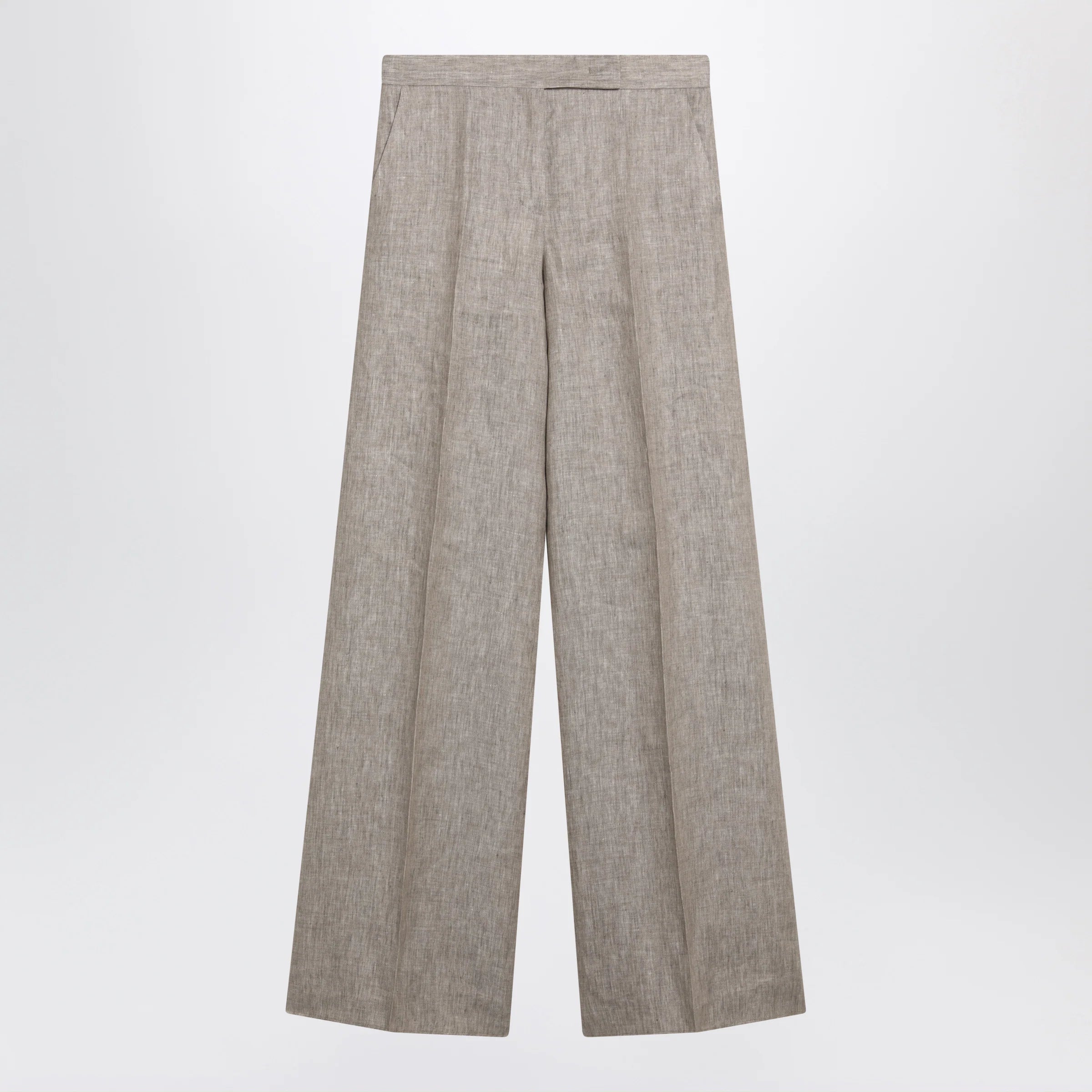 Max Mara Beige chevron linen trousers