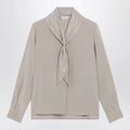 Max Mara Rock beige silk blouse with scarf
