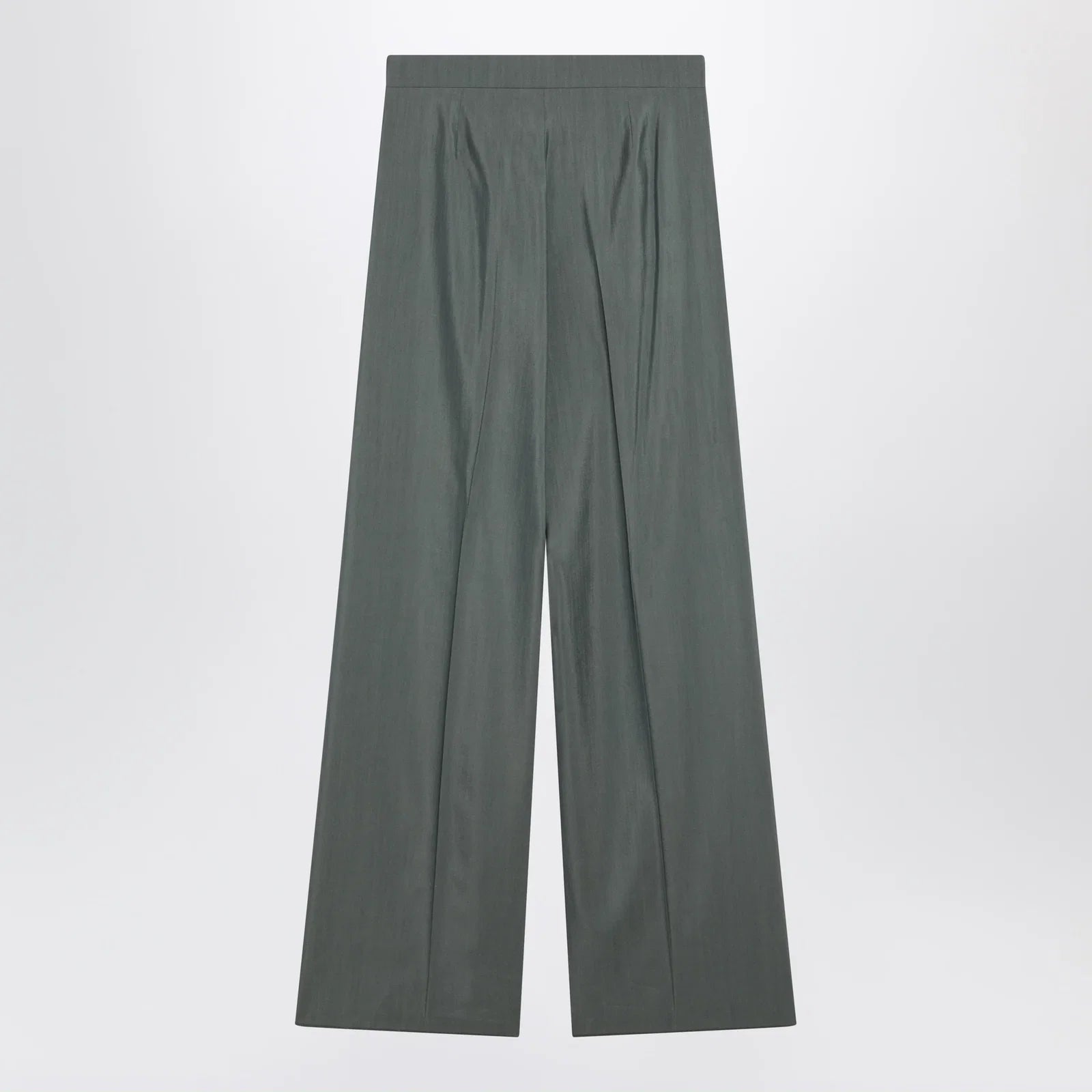 Max Mara Dark green wide trousers in wool and silk
