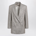 Max Mara Olimpia double-breasted chevron linen blazer in beige