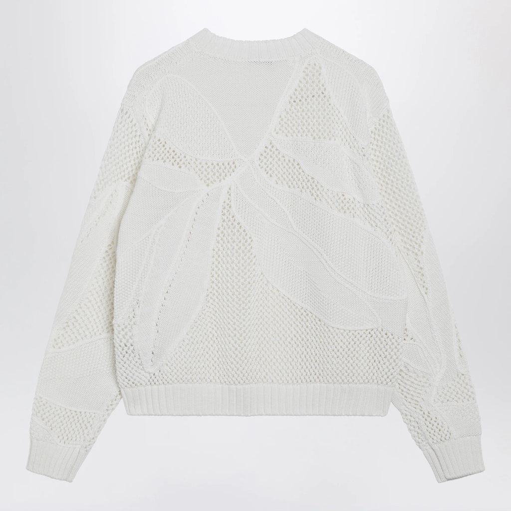 Max Mara Embroidered cotton crewneck sweater in white