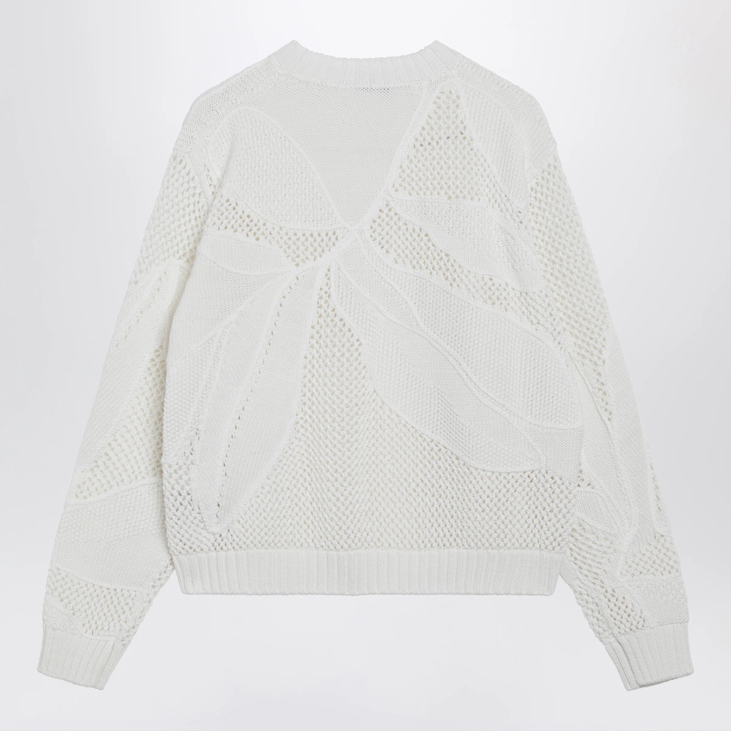 Max Mara Embroidered cotton crewneck sweater in white