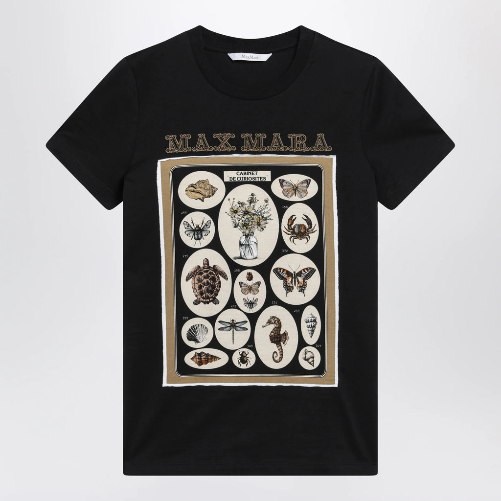 Max Mara Black cotton jersey T-shirt with front print