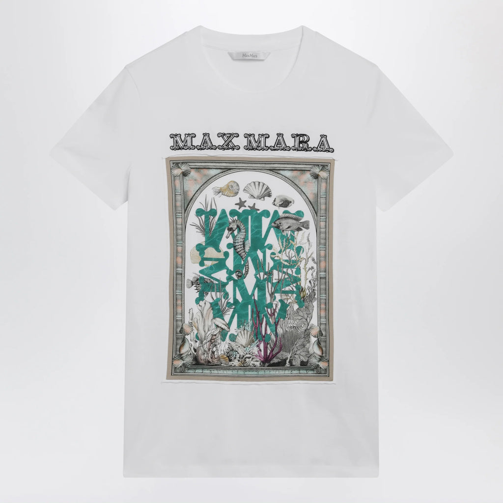 Max Mara Optical white cotton jersey T-shirt with front print