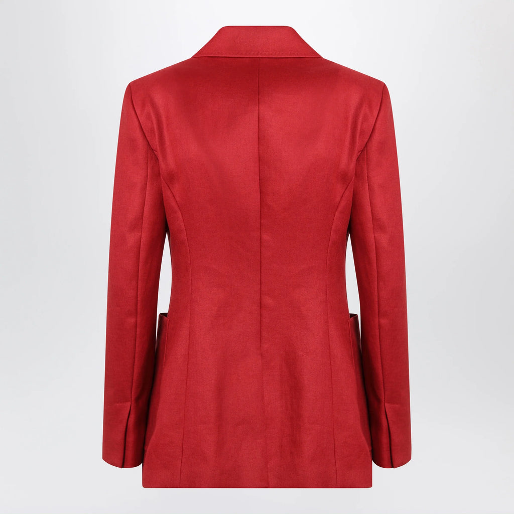 Max Mara Semi-fitted single-breasted blazer in red linen