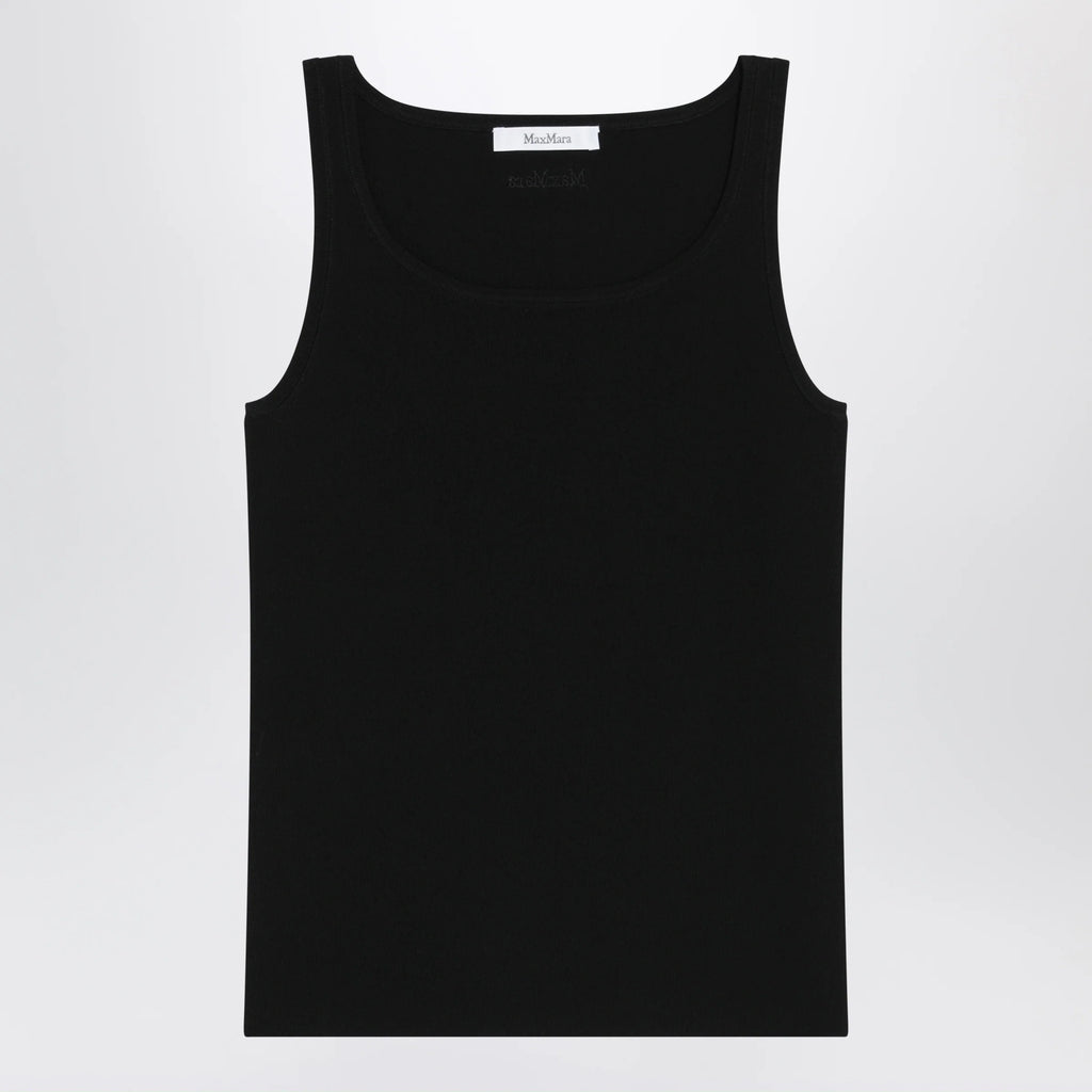 Max Mara Sleeveless viscose crêpe knit top in black
