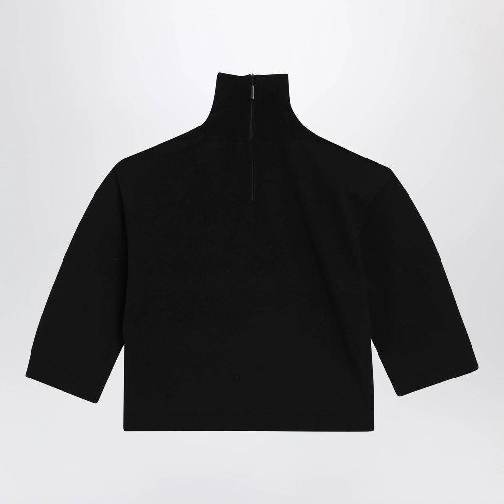 Max Mara Cropped turtleneck sweater in stretch viscose, black