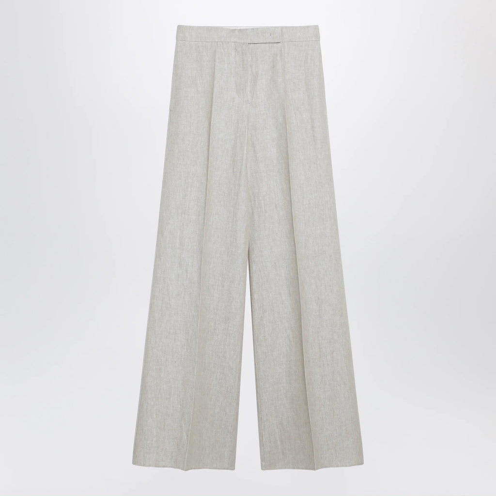 Max Mara Wide-leg trousers in brown/grey linen drill