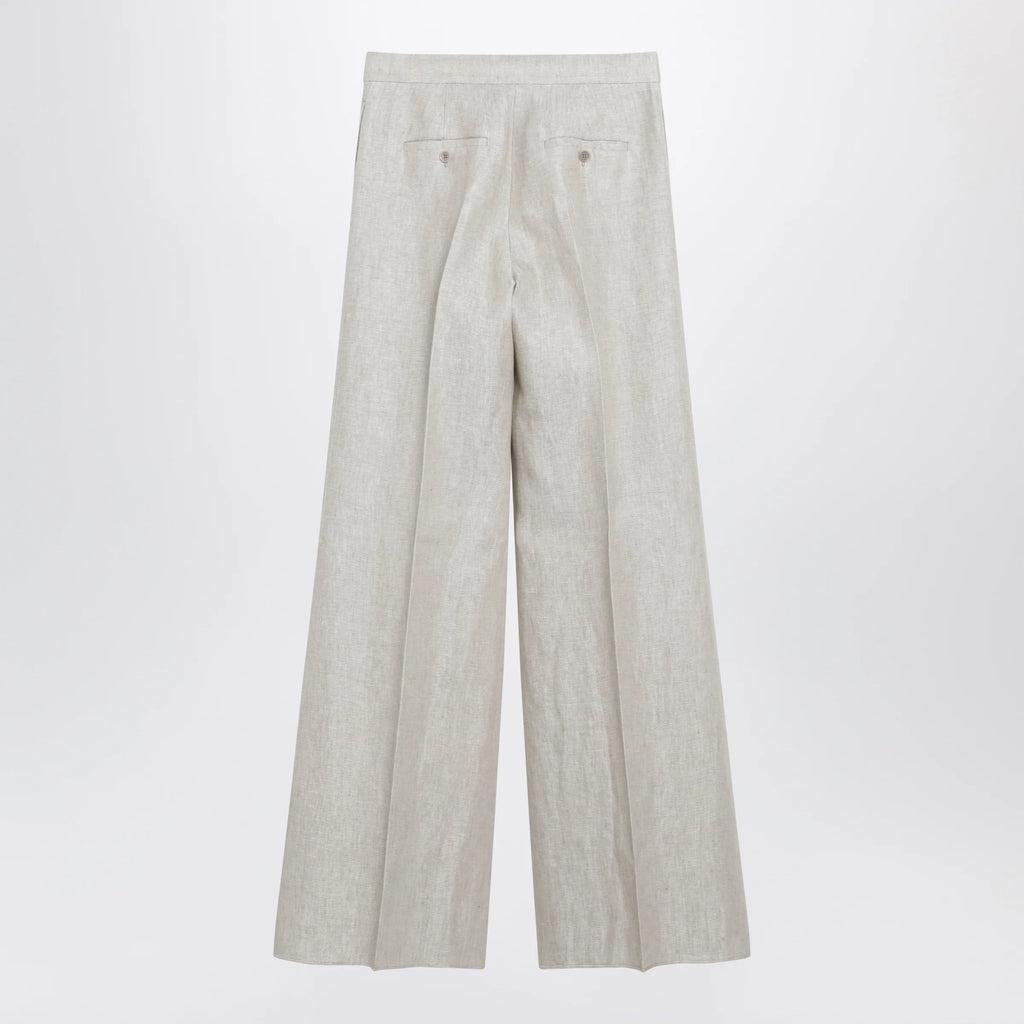 Max Mara Wide-leg trousers in brown/grey linen drill