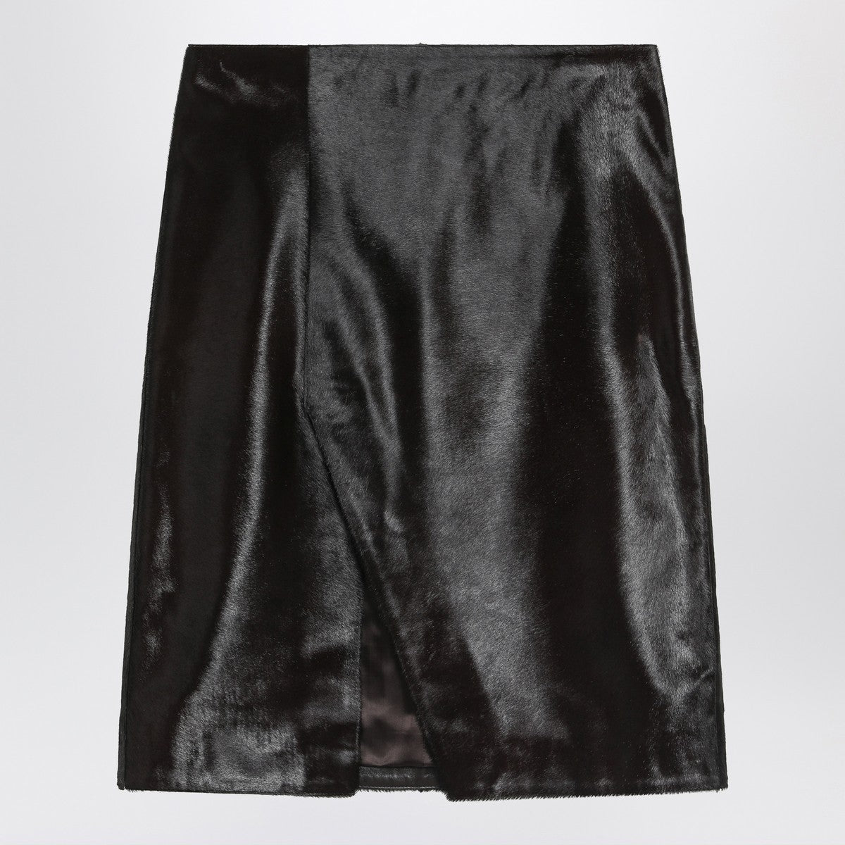 LouLou De Saison Brown Myra skirt in pony-effect leather