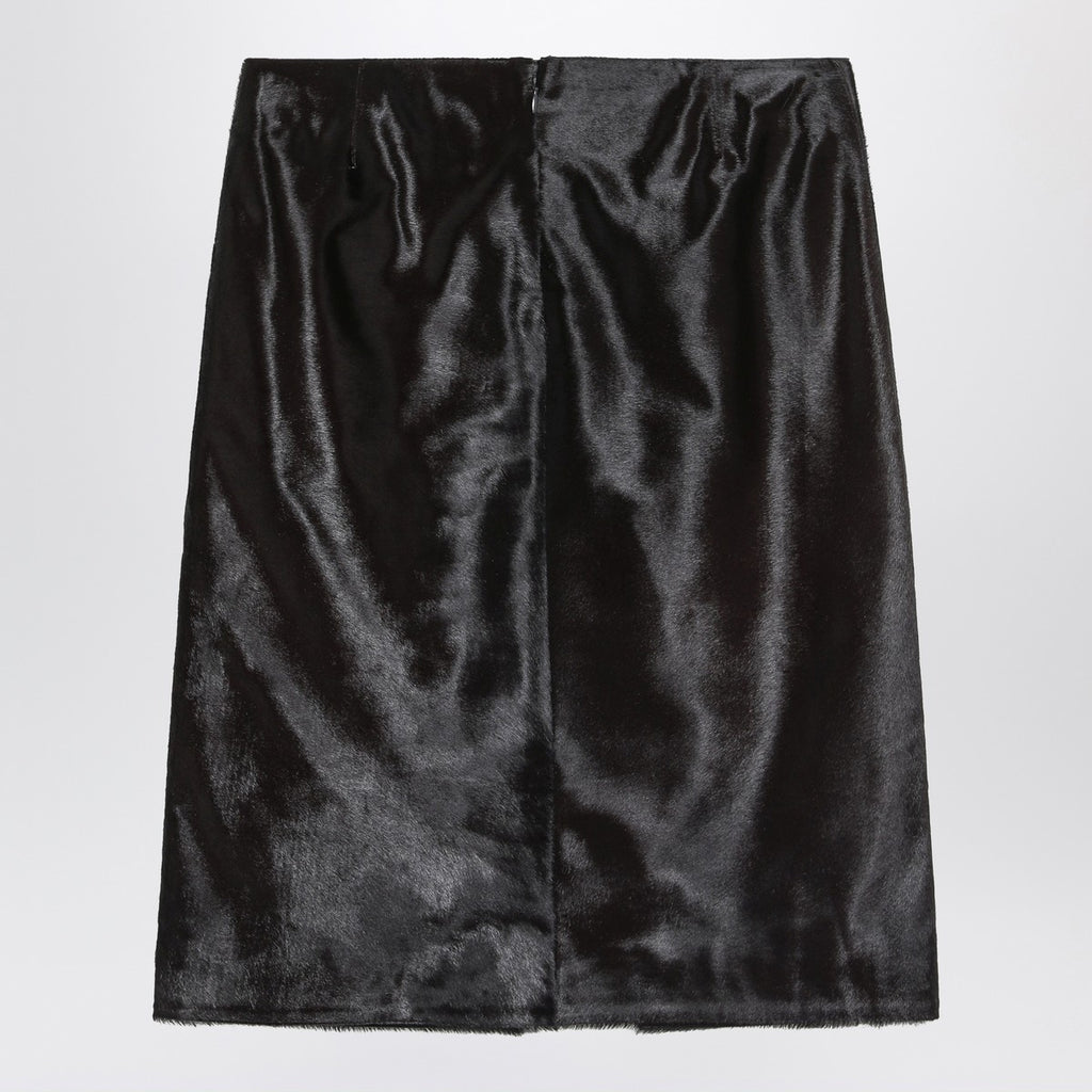 LouLou De Saison Brown Myra skirt in pony-effect leather