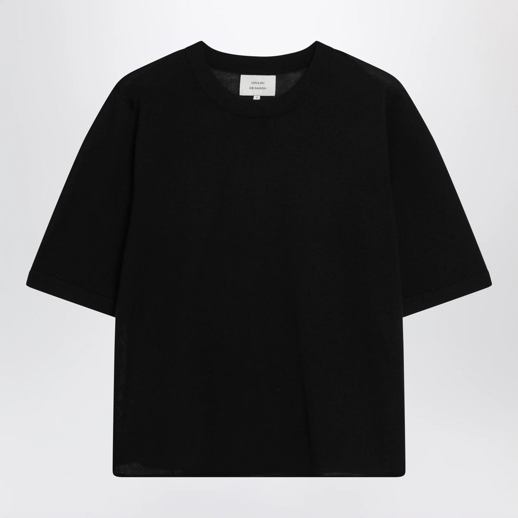 LouLou De Saison Black Nala Fluid Cashmere Top