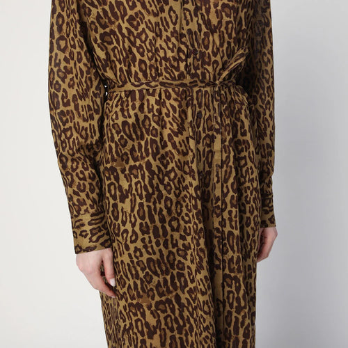 6397 Leopard-print shirt dress in cotton voile